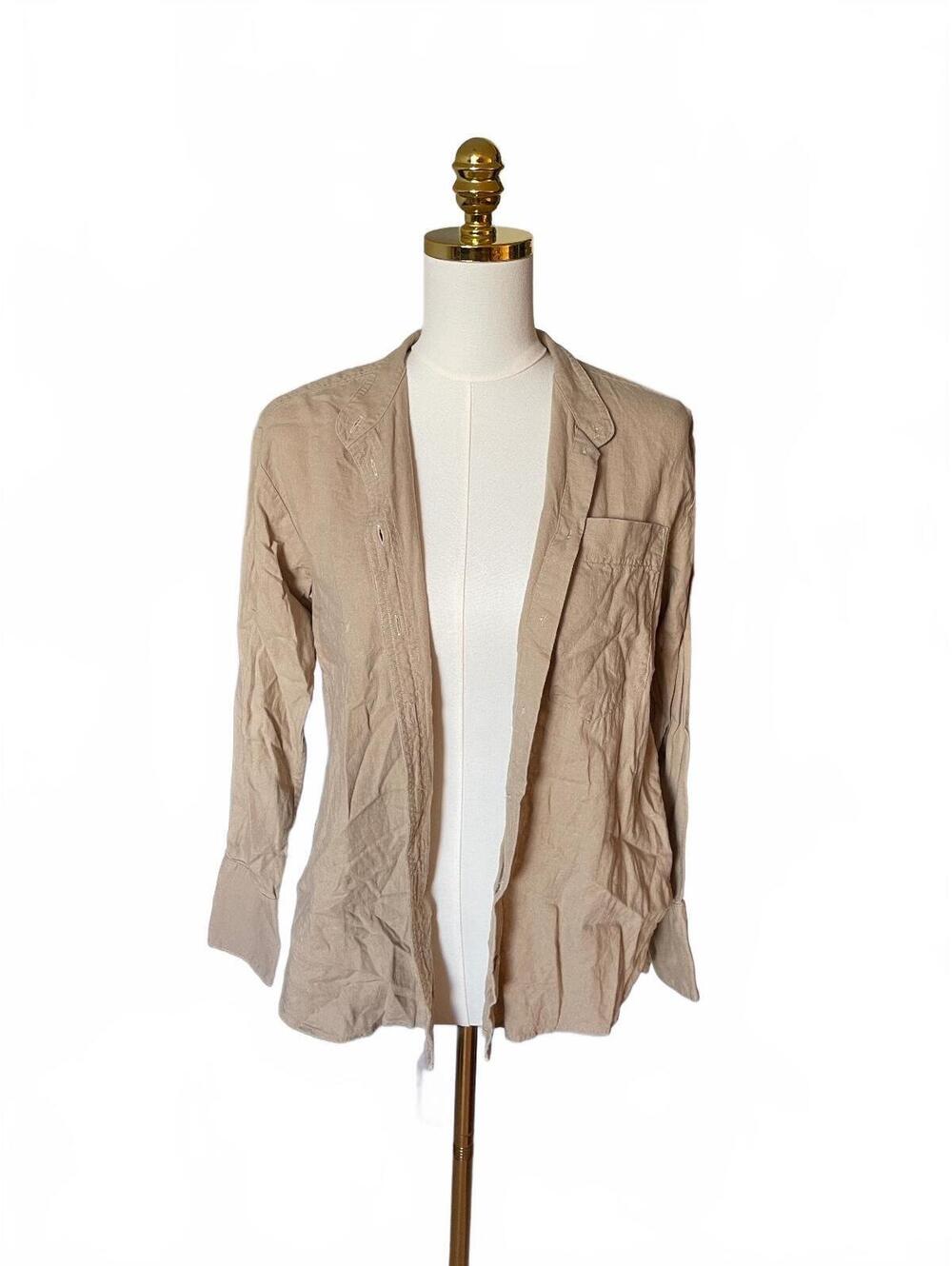 Banana Republic Beige Long Sleeve Button Front Shirt Size S